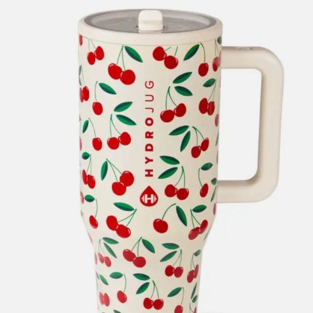 Cherries Hydrojug Traveler 32oz Stainless Steel Flip Straw